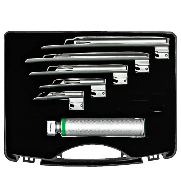 DHS-23-50. Ларингоскоп Міллера, набір з 5-х клинків, волоконнооптичні.